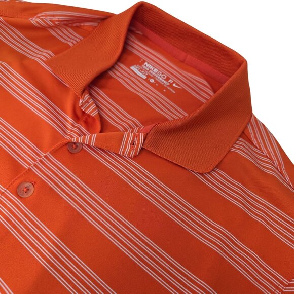 Nike Golf Tour‎ Performance Men's Medium Orange Striped Dri-Fit Polo Shirt - Picture 1 of 5